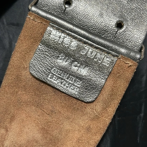 MISS JUNE Paris 80 CM leather belt encrusted with rhinestones in metallic grey. - Picture 3 of 5